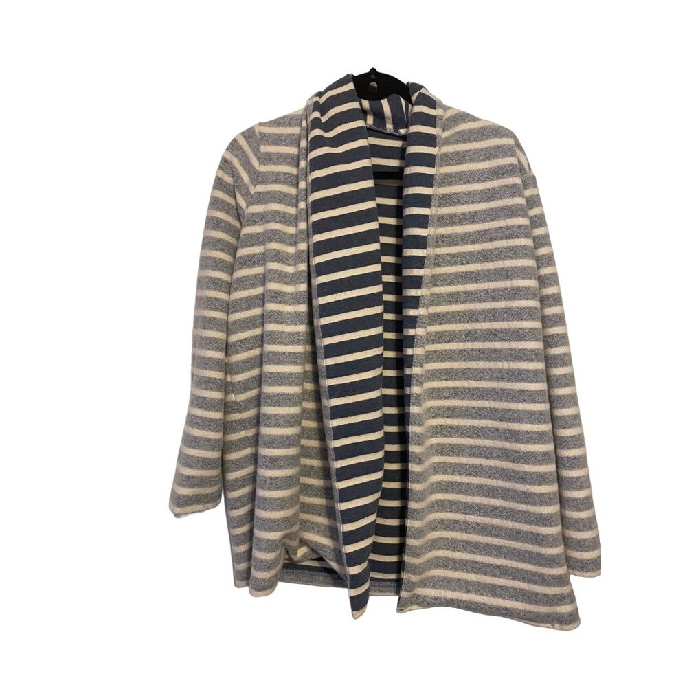 PinkBlush Striped Open Front Cardigan Sweater Women's‎ Blue White Gray